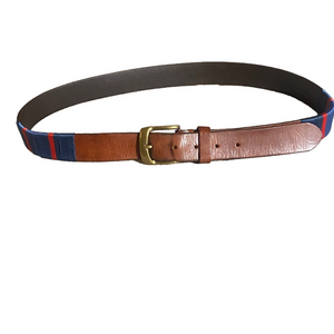 Embellished Men’s Leather Belt Chestnut Size 40 Bronze Buckle Blaze Wavy